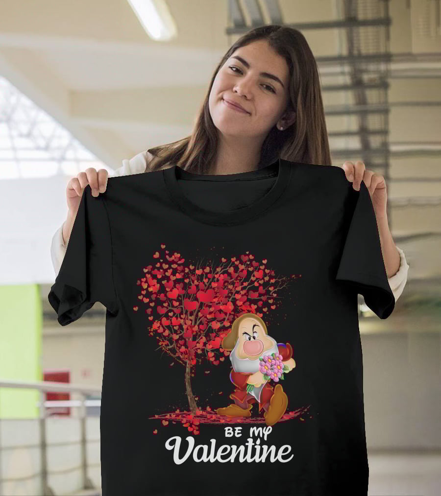 Grumpy Holding Flowers Be My Valentine With Heart Tree T-Shirt