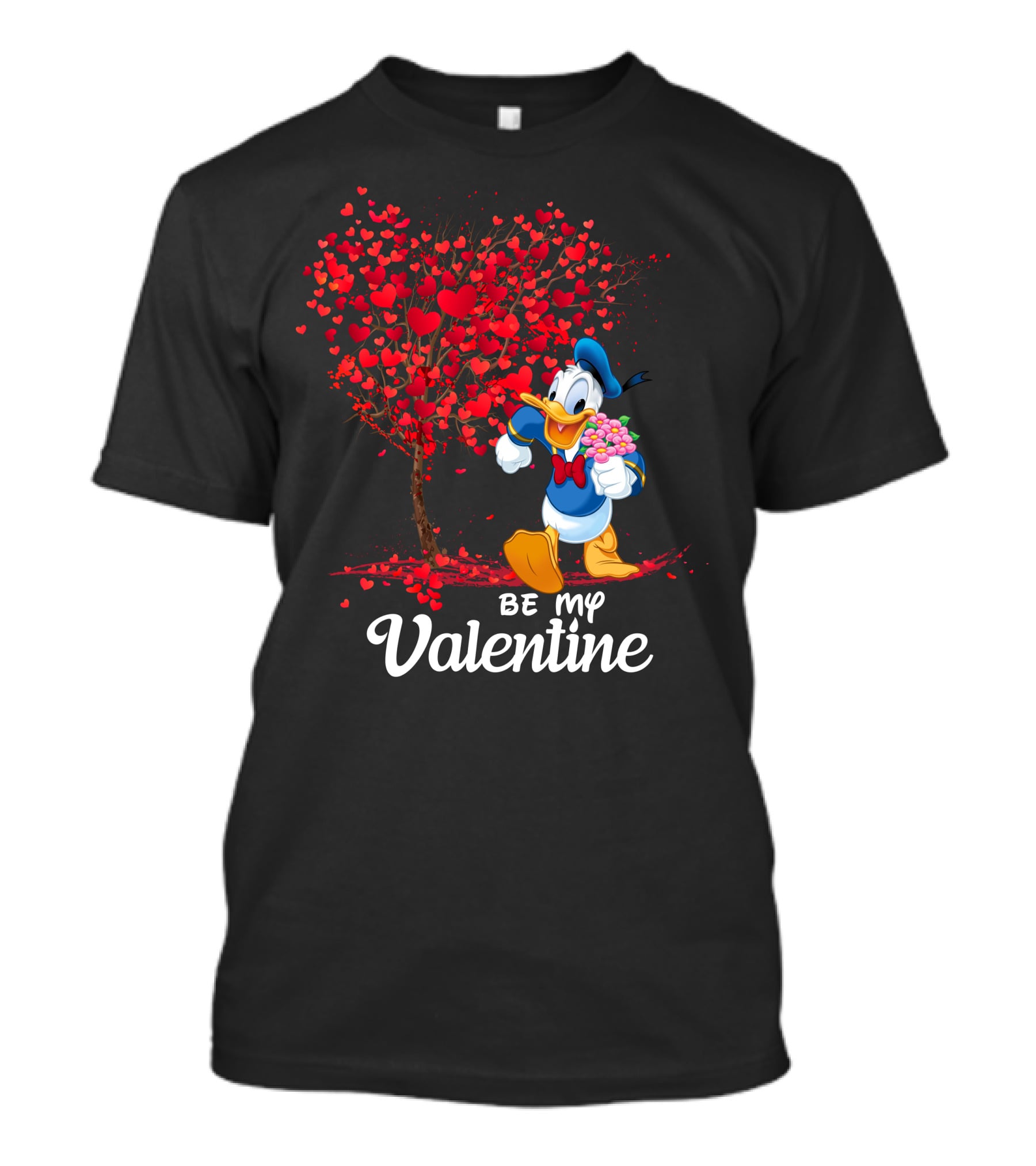 Donald Duck Be My Valentine Hearts And Flowers T-Shirt