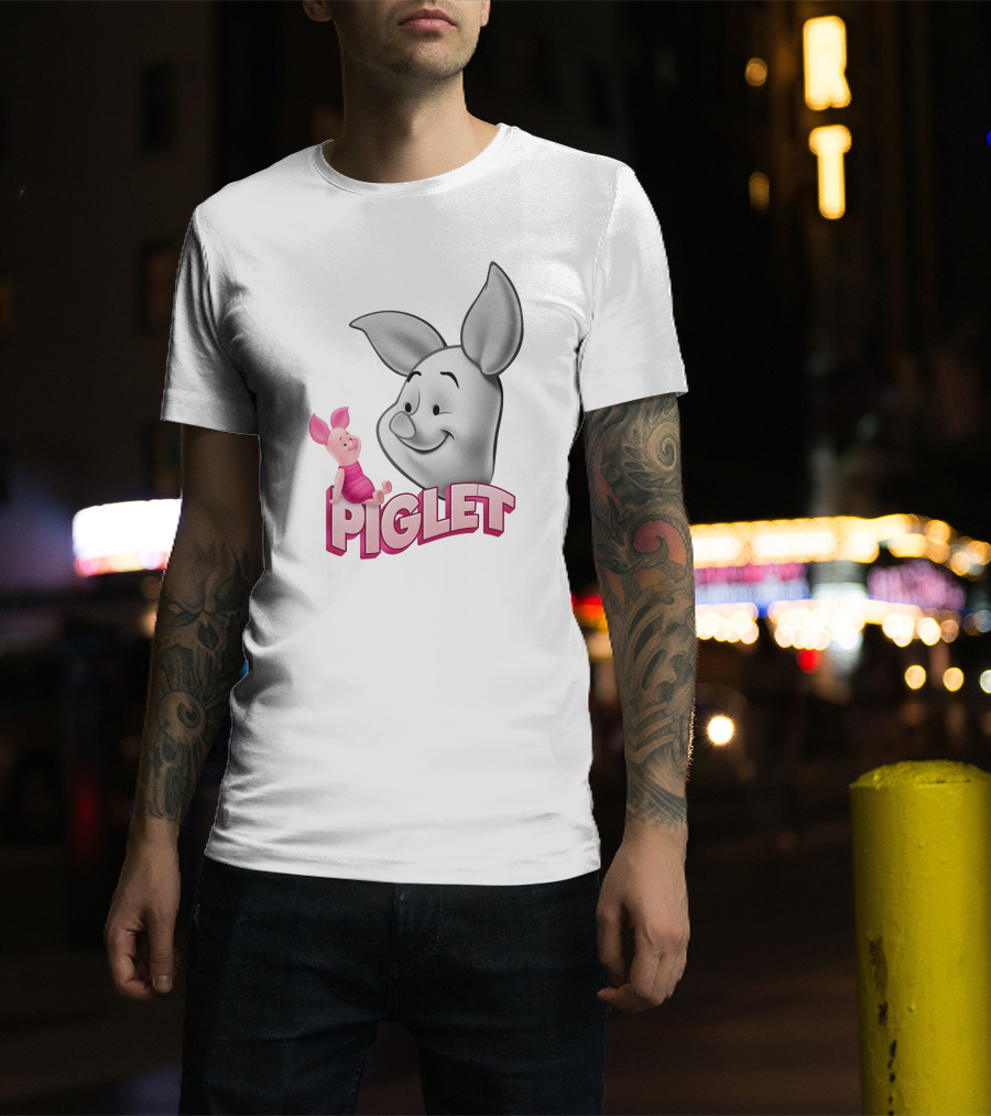 Piglet 3D Cartoon Character Design With Smiling Face And Big Ears T-Shirt