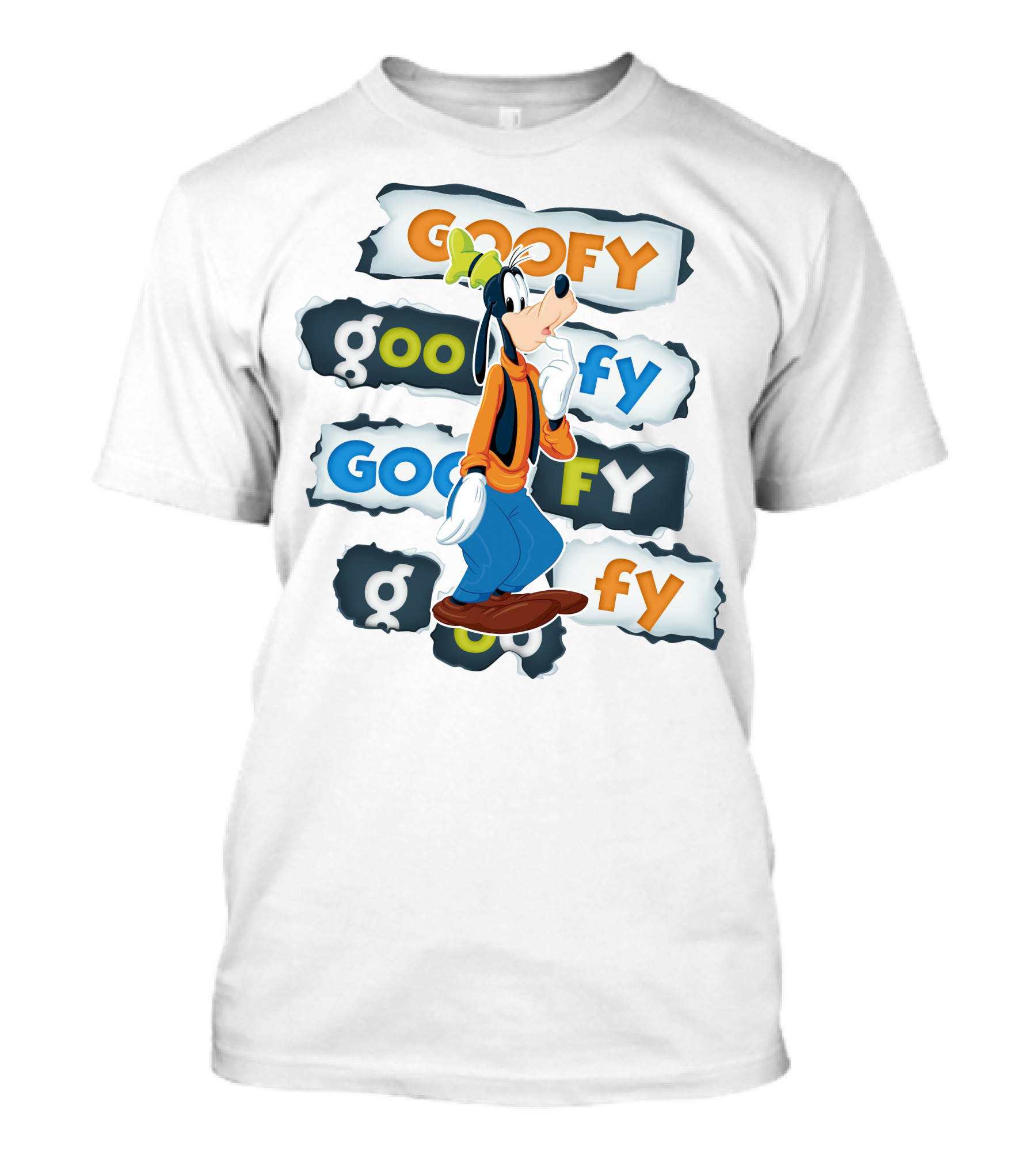 Goofy Disney Character With Multiple Text Styles T-Shirt