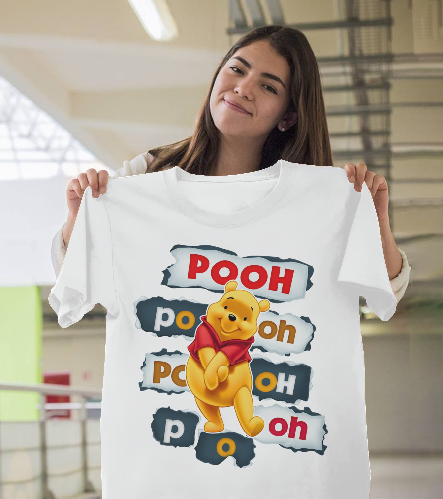 Pooh Winnie The Pooh Sticker Style Jumbo Print T-Shirt