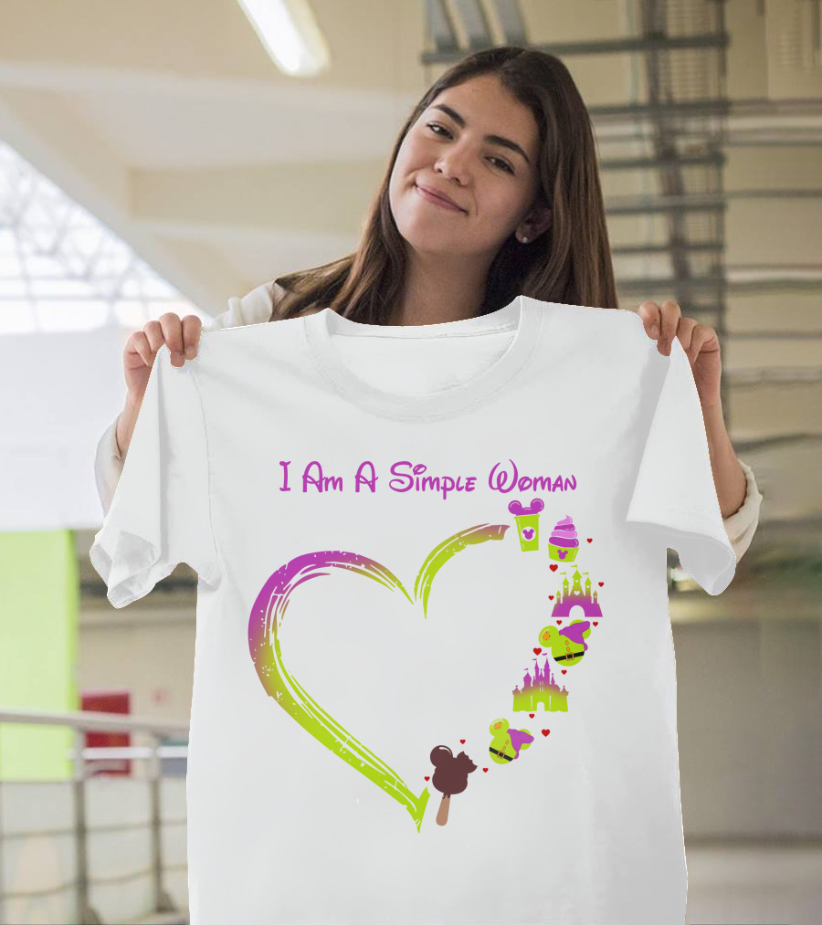 I Am A Simple Woman Castle Coffee Dopey Ice Cream Hearts T-Shirt