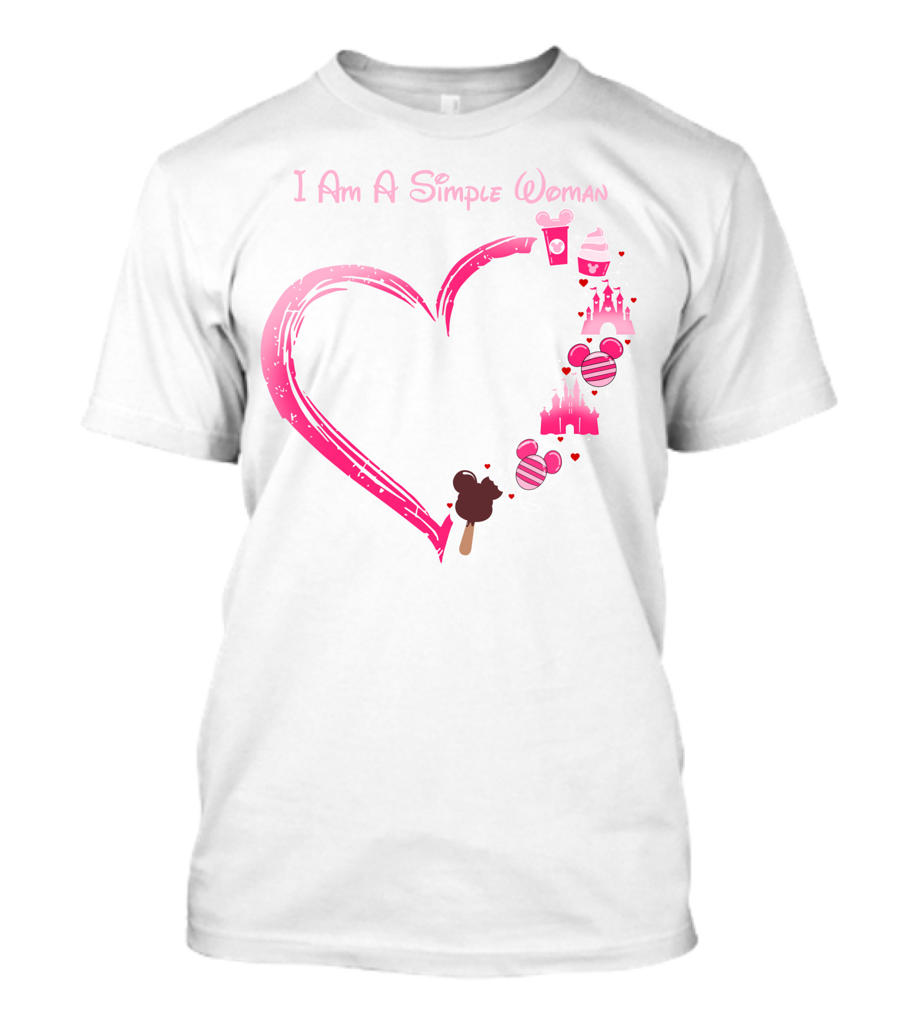 I Am A Simple Woman Heart With Ice Cream And Castle T-Shirt