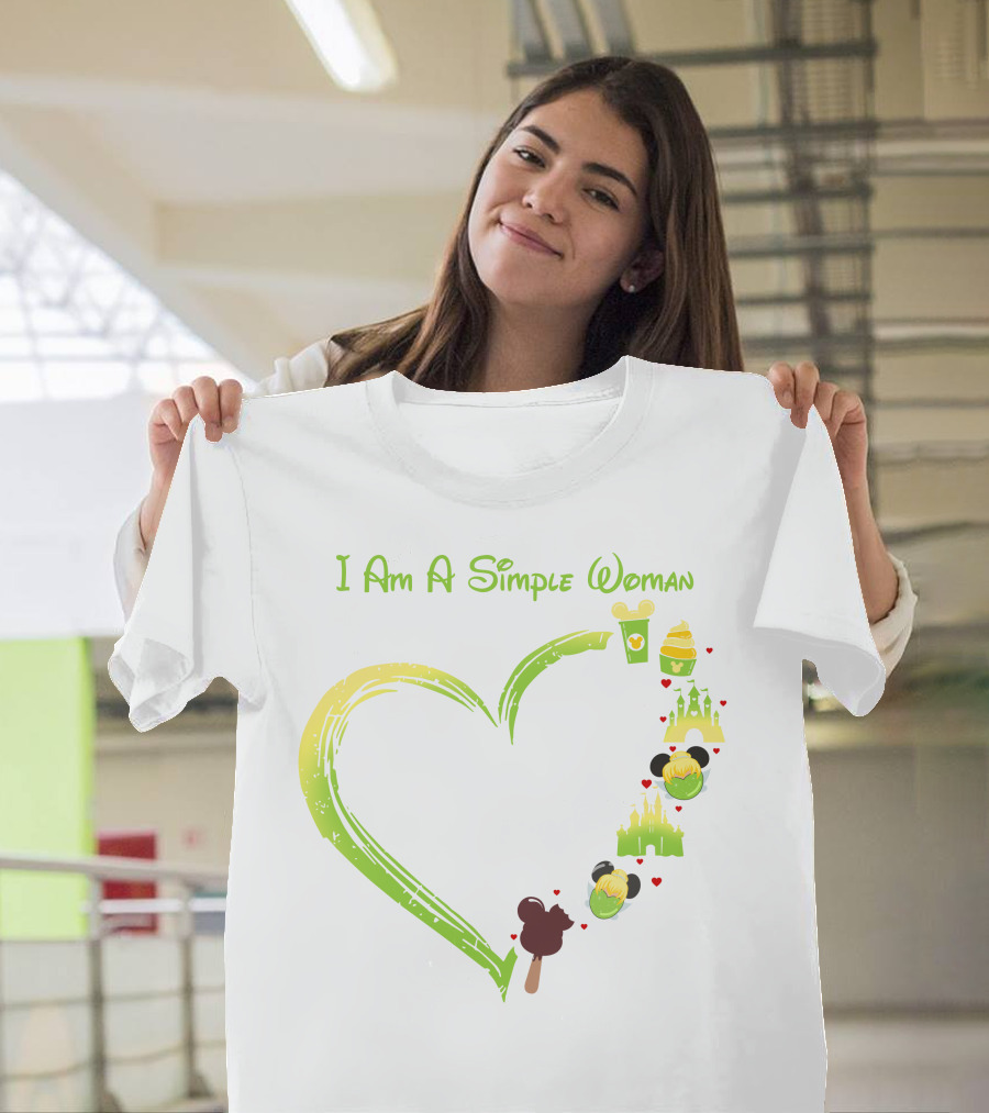 I Am A Simple Woman Tinkerbell Mickey Ears Castle Icons T-Shirt