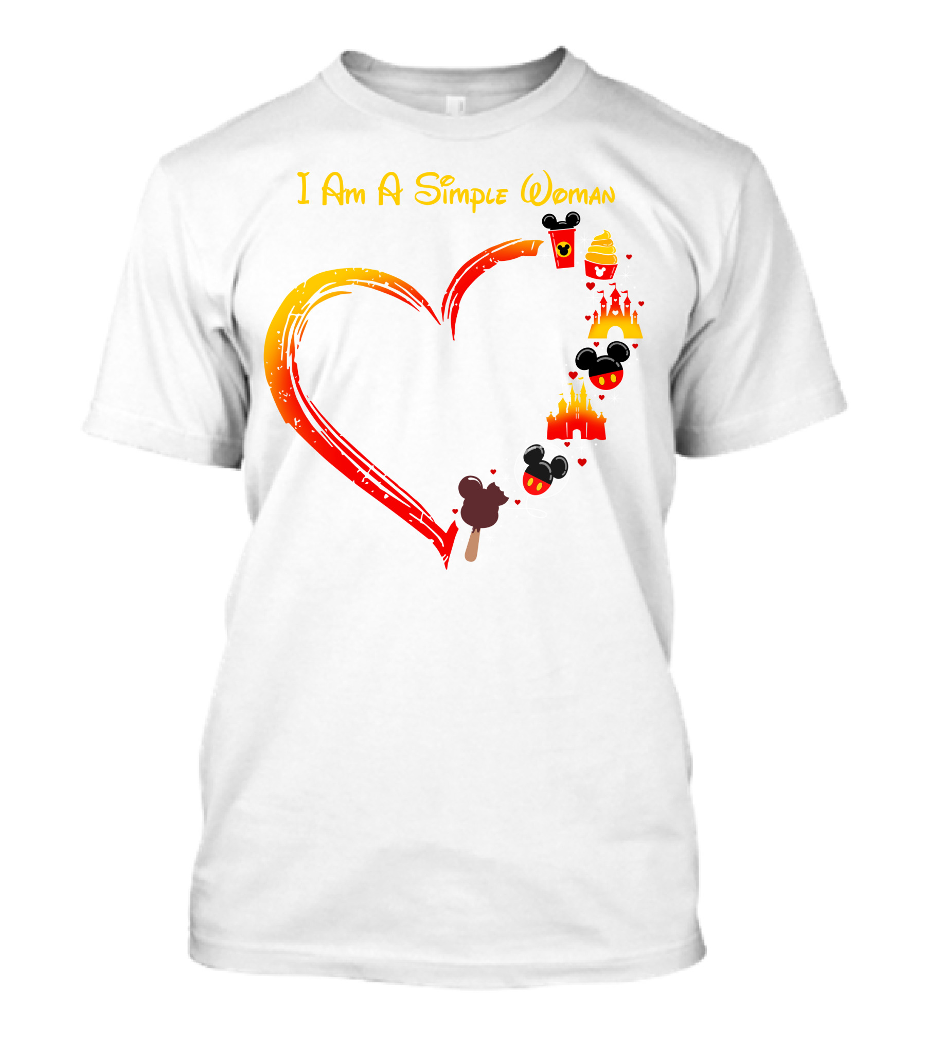 I Am A Simple Woman Heart Mickey Mouse Ice Cream Castle Icons T-Shirt