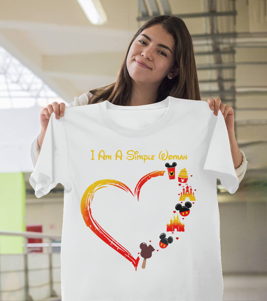 I Am A Simple Woman Heart Mickey Mouse Ice Cream Castle Icons T-Shirt