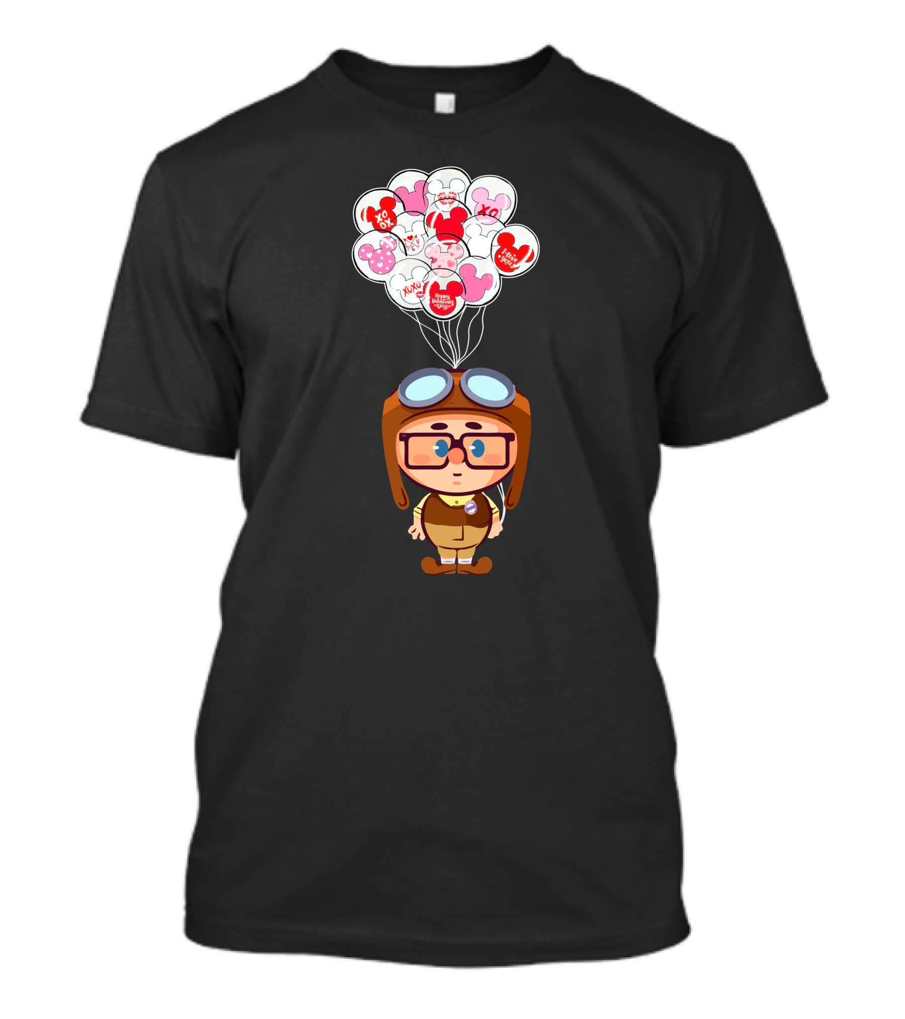 Carl Cartoon Character With Valentines Balloons T-Shirt