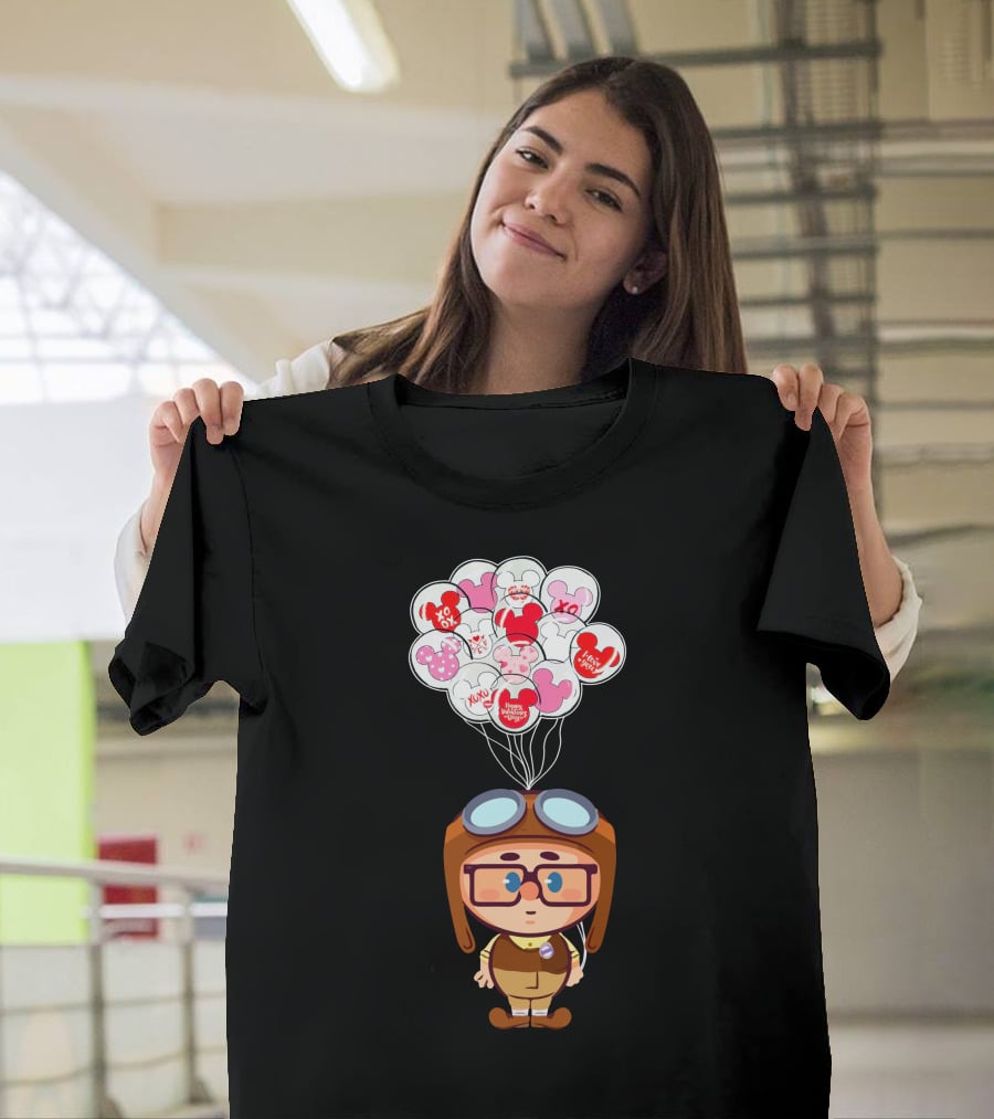 Carl Cartoon Character With Valentines Balloons T-Shirt