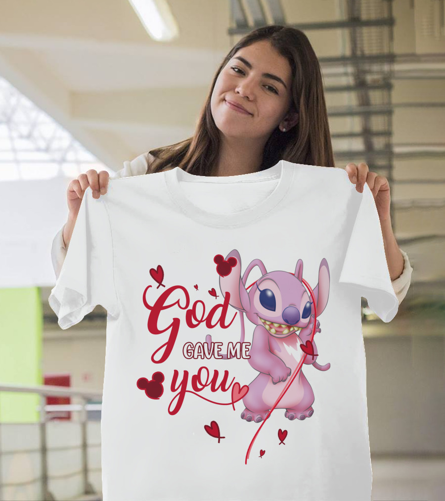 God Gave Me You Stitch And Hearts T-Shirt