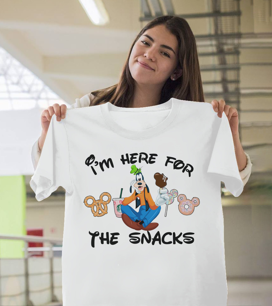 I'm Here For The Snacks Goofy Pretzel Donut Mickey Ears Lollipop T-Shirt