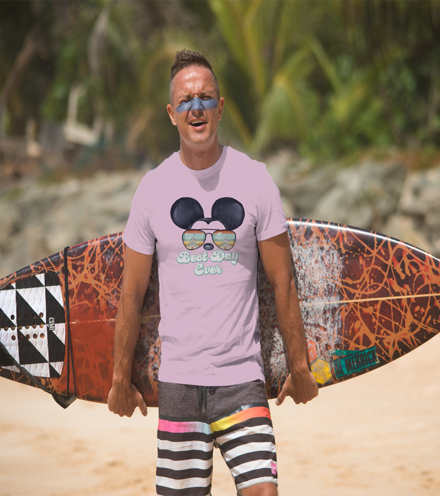 Mickey Best Day Ever Glasses Castle Retro T-Shirt