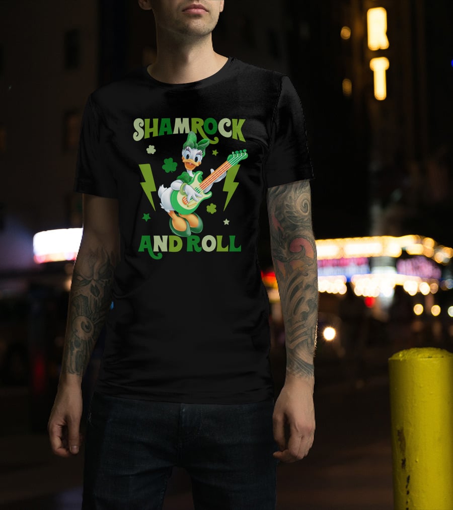 Shamrock And Roll Daisy Duck Rocks Out With Green Guitar T-Shirt