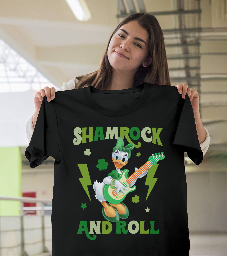 Shamrock And Roll Daisy Duck Rocks Out With Green Guitar T-Shirt