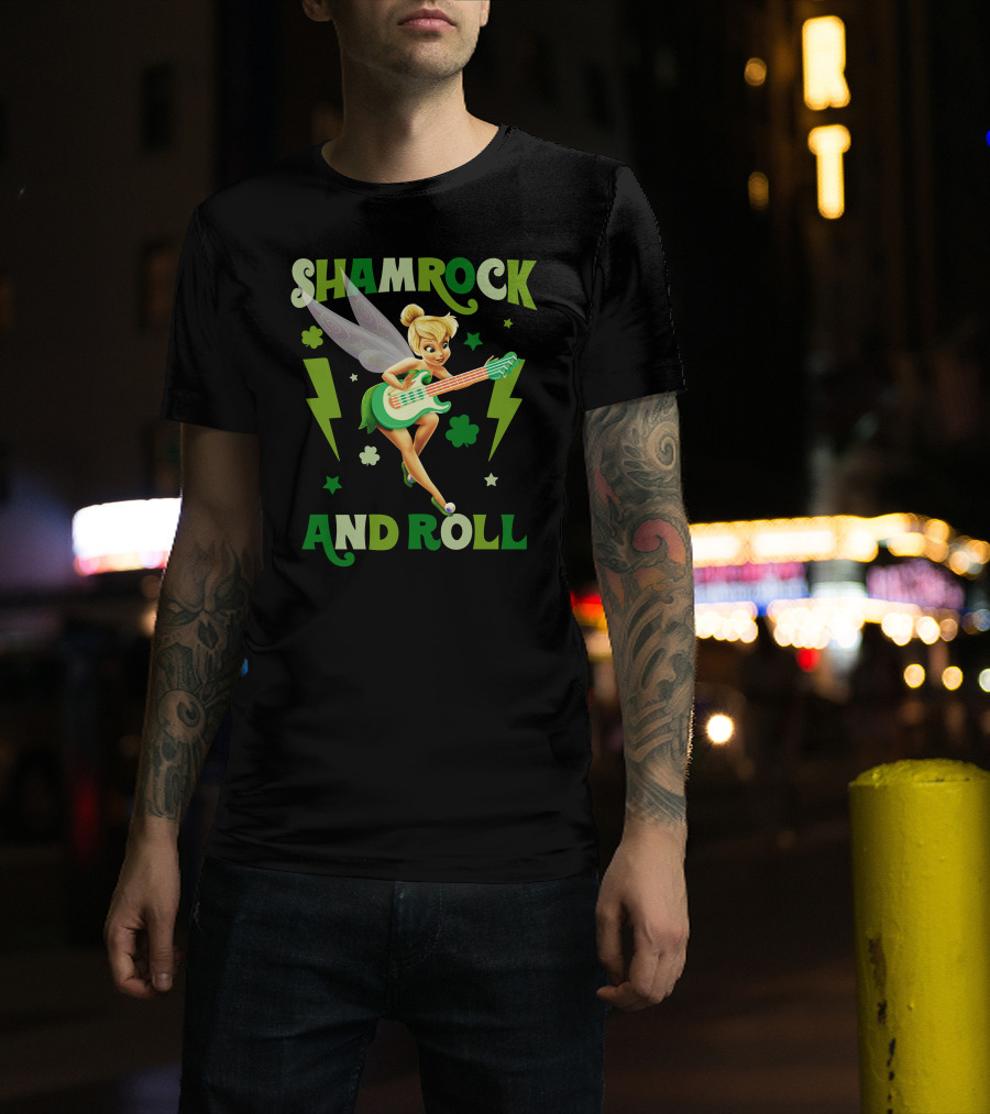 Shamrock And Roll Tinkerbell Guitar Fairy T-Shirt