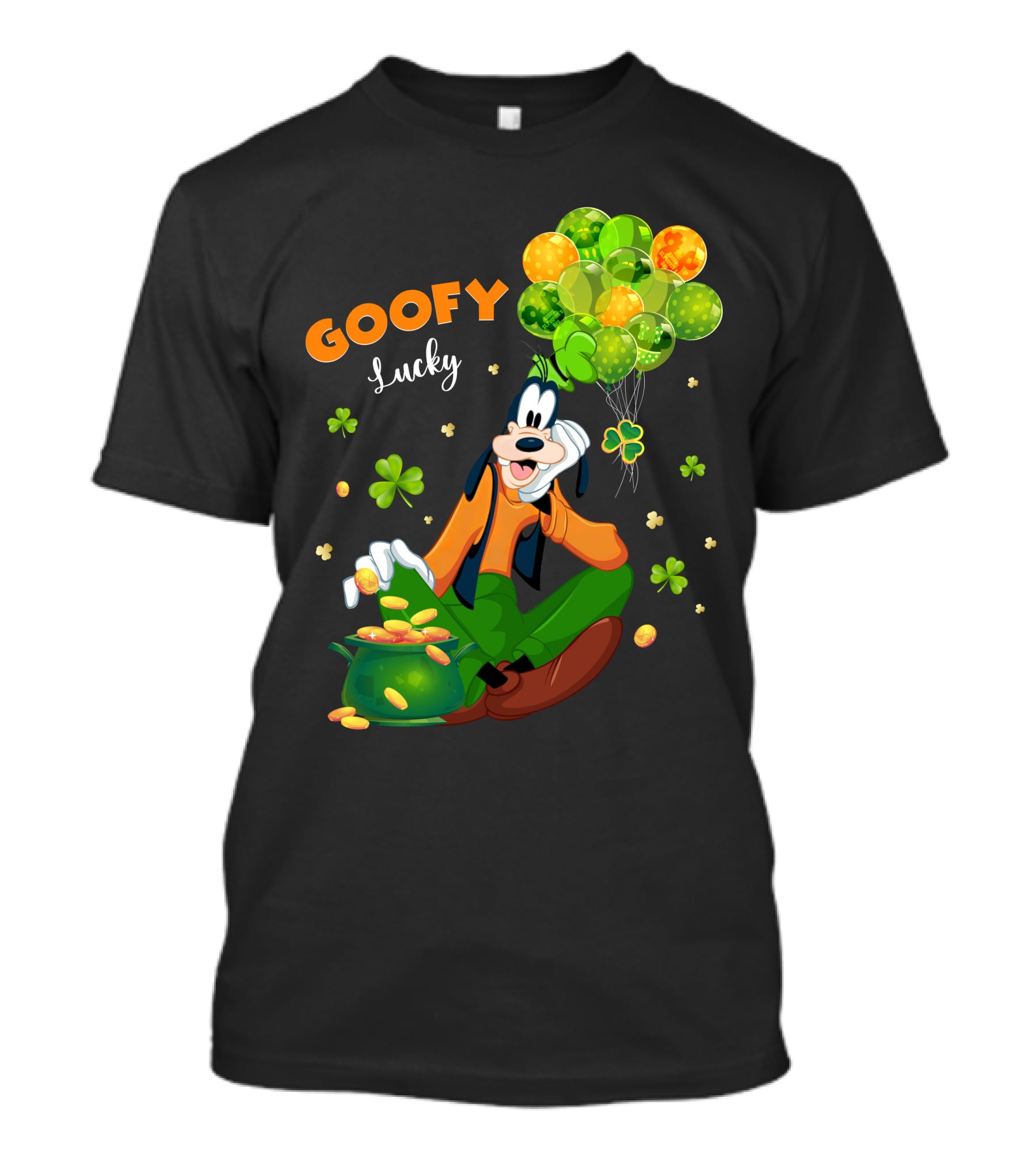 Goofy Lucky St. Patrick's Day Balloons And Shamrocks T-Shirt