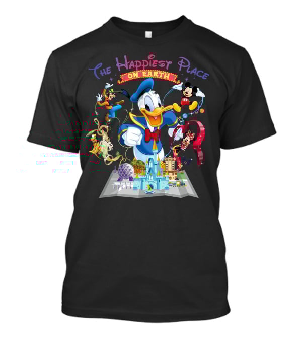 The Happiest Place On Earth Donald Duck And Disney Characters T-Shirt