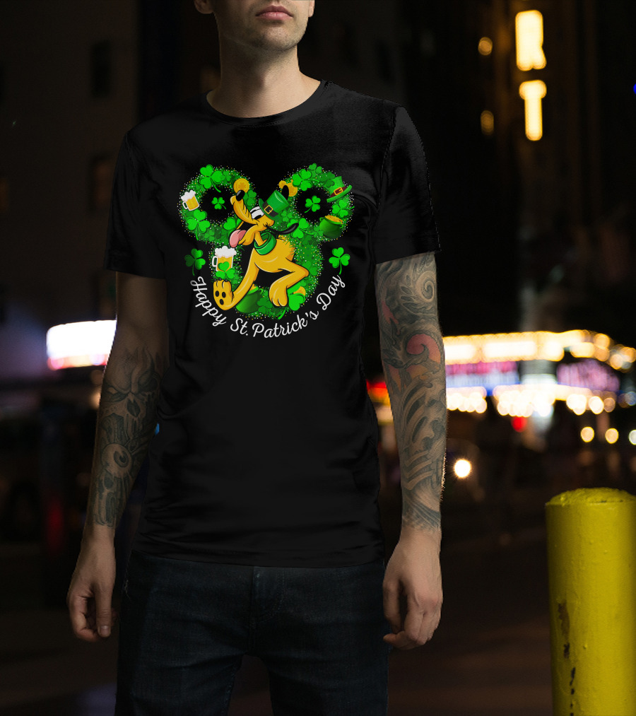 Happy St. Patrick's Day Pluto Shamrock And Hat Celebration T-Shirt