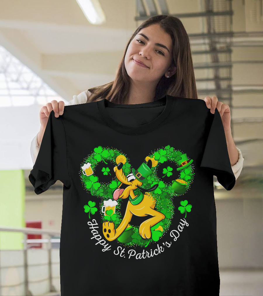 Happy St. Patrick's Day Pluto Shamrock And Hat Celebration T-Shirt