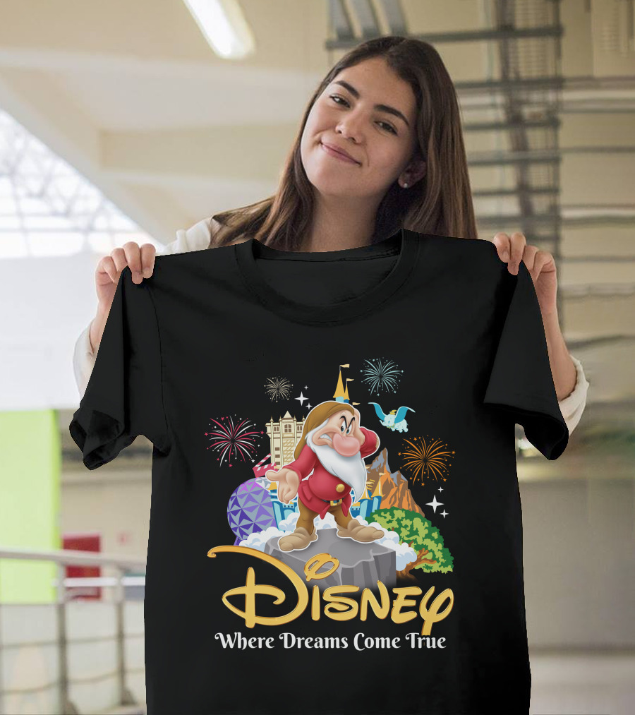 Disney Grumpy Where Dreams Come True Fireworks Celebration T-Shirt