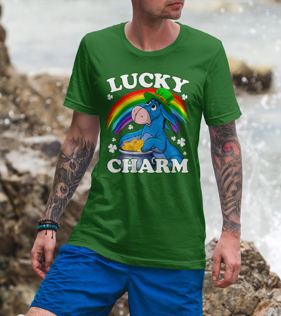 Lucky Charm Eeyore Rainbow St. Patrick's Day T-Shirt
