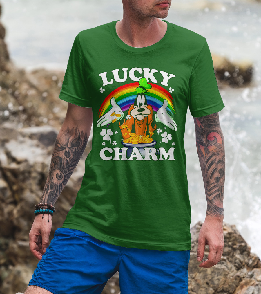 Lucky Charm Goofy Rainbow Gold Coins Shamrocks T-Shirt