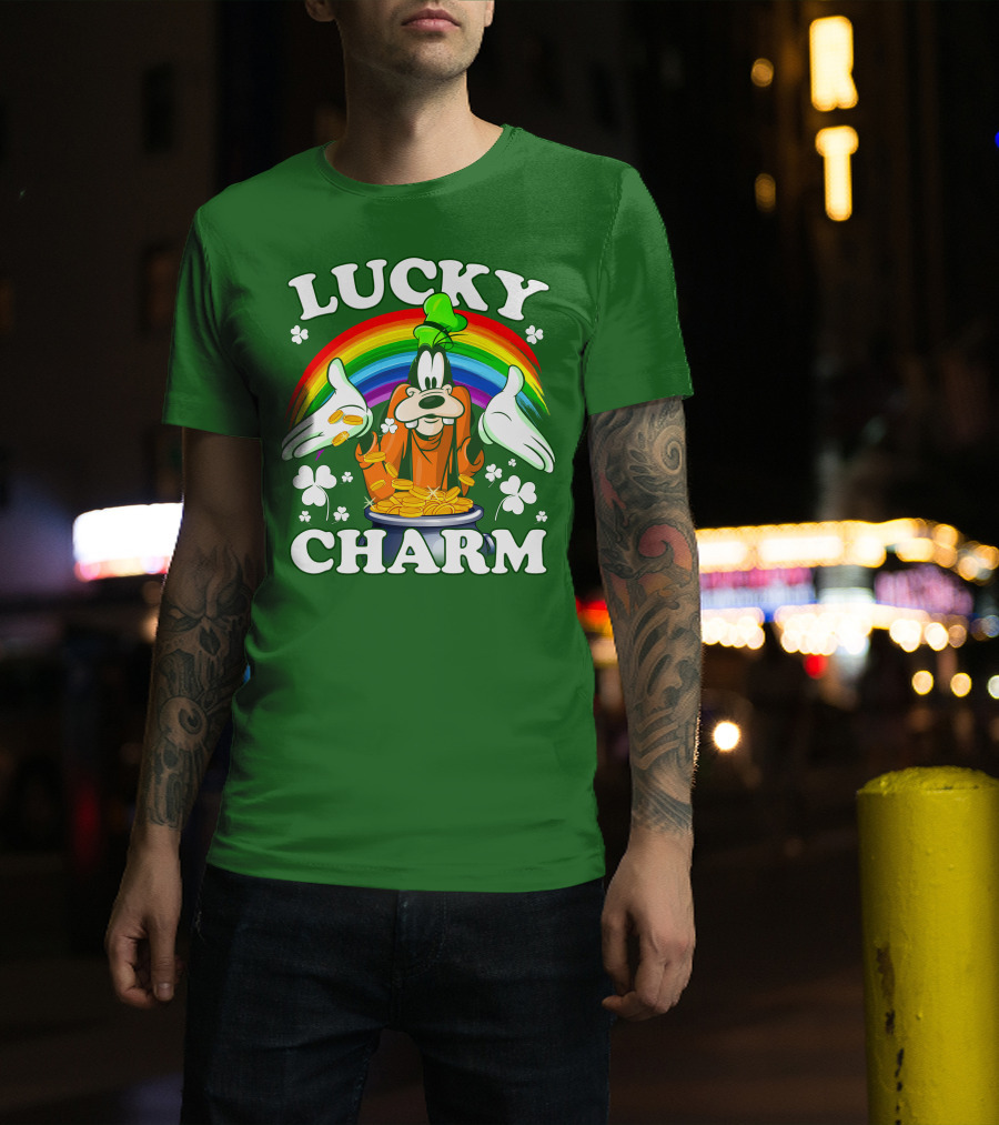 Lucky Charm Goofy Rainbow Gold Coins Shamrocks T-Shirt