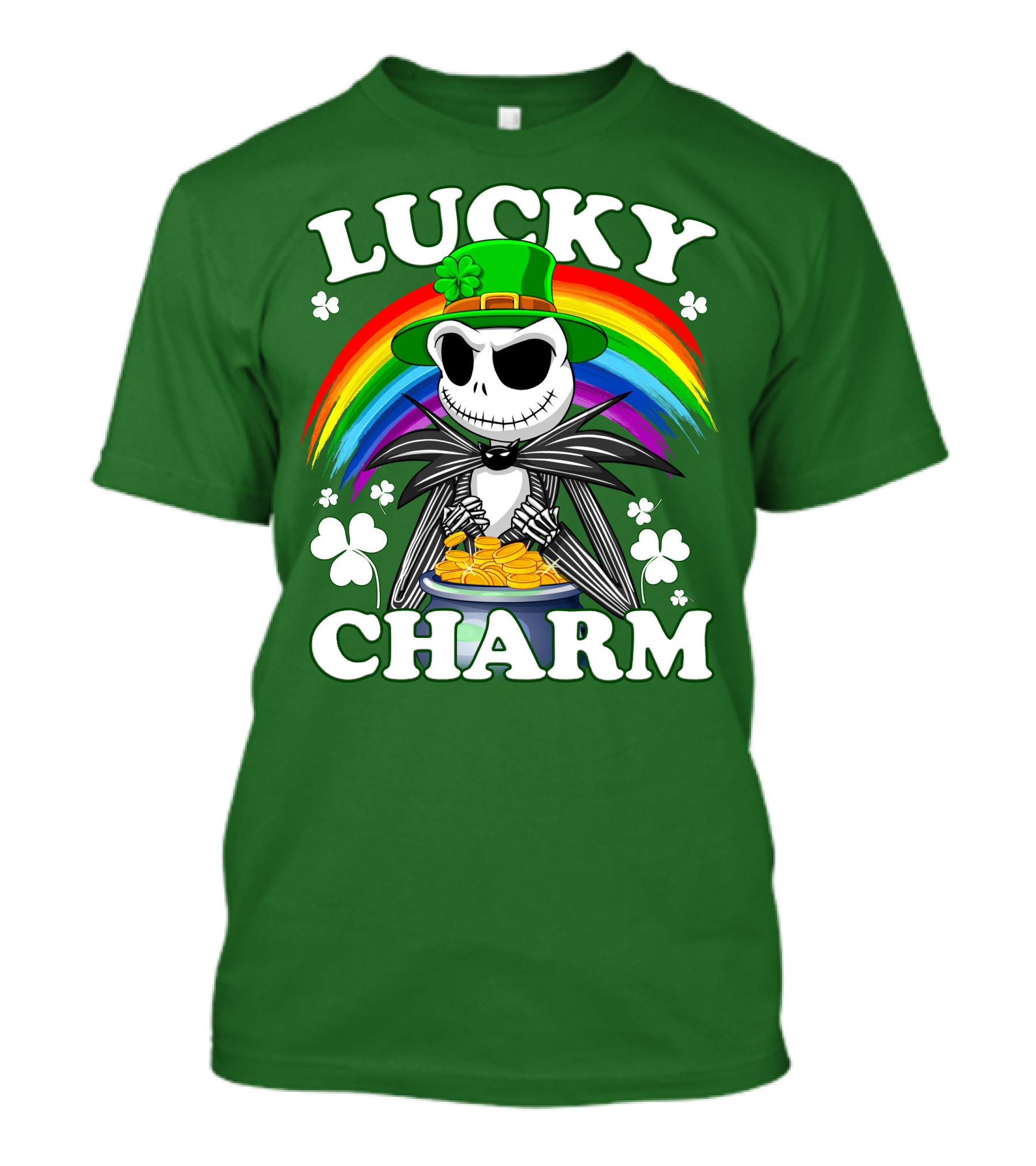 Lucky Charm Jack Skellington Rainbow Shamrock T-Shirt