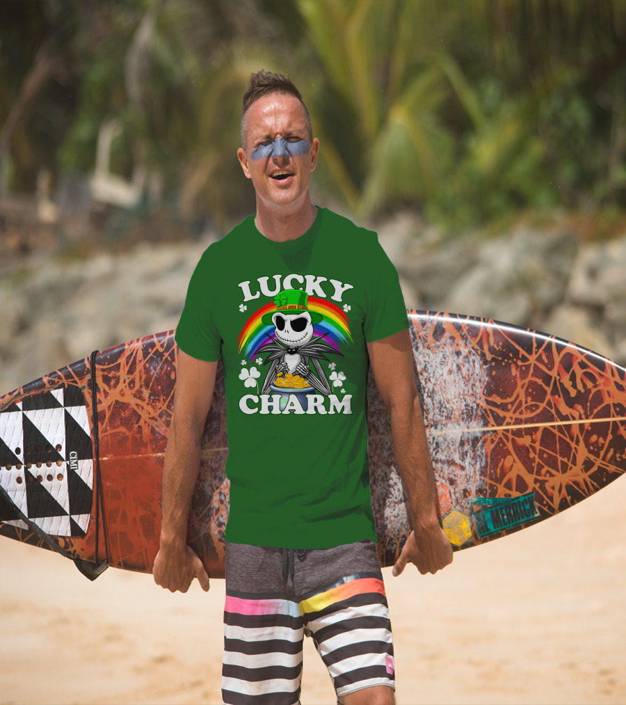 Lucky Charm Jack Skellington Rainbow Shamrock T-Shirt