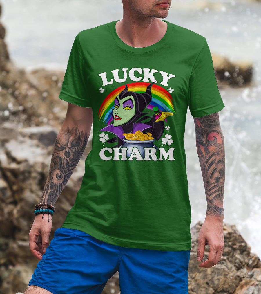 Lucky Charm Maleficent Rainbow Pot Of Gold T-Shirt