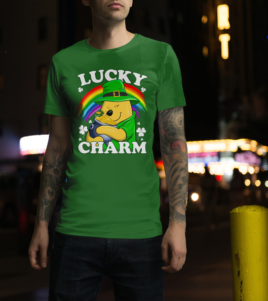 Lucky Charm Pooh Rainbow Pot Of Gold T-Shirt