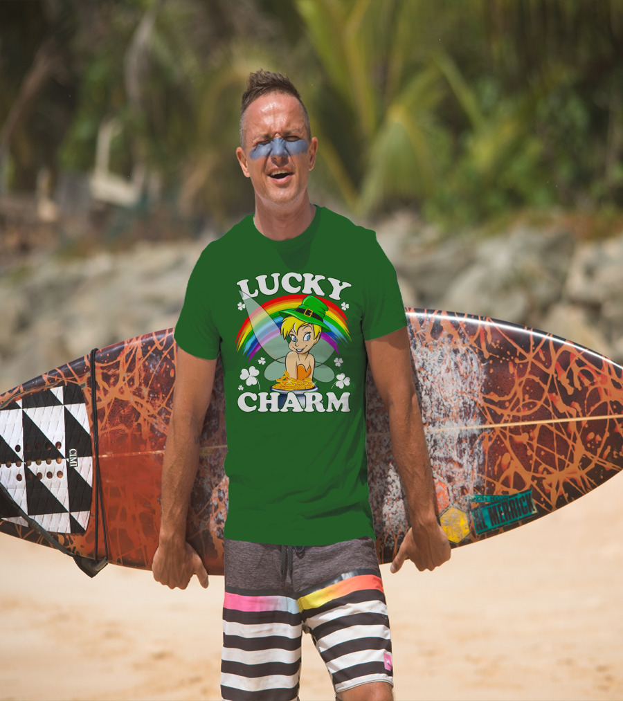 Lucky Charm Tinker Bell Rainbow Gold Coins Shamrocks T-Shirt