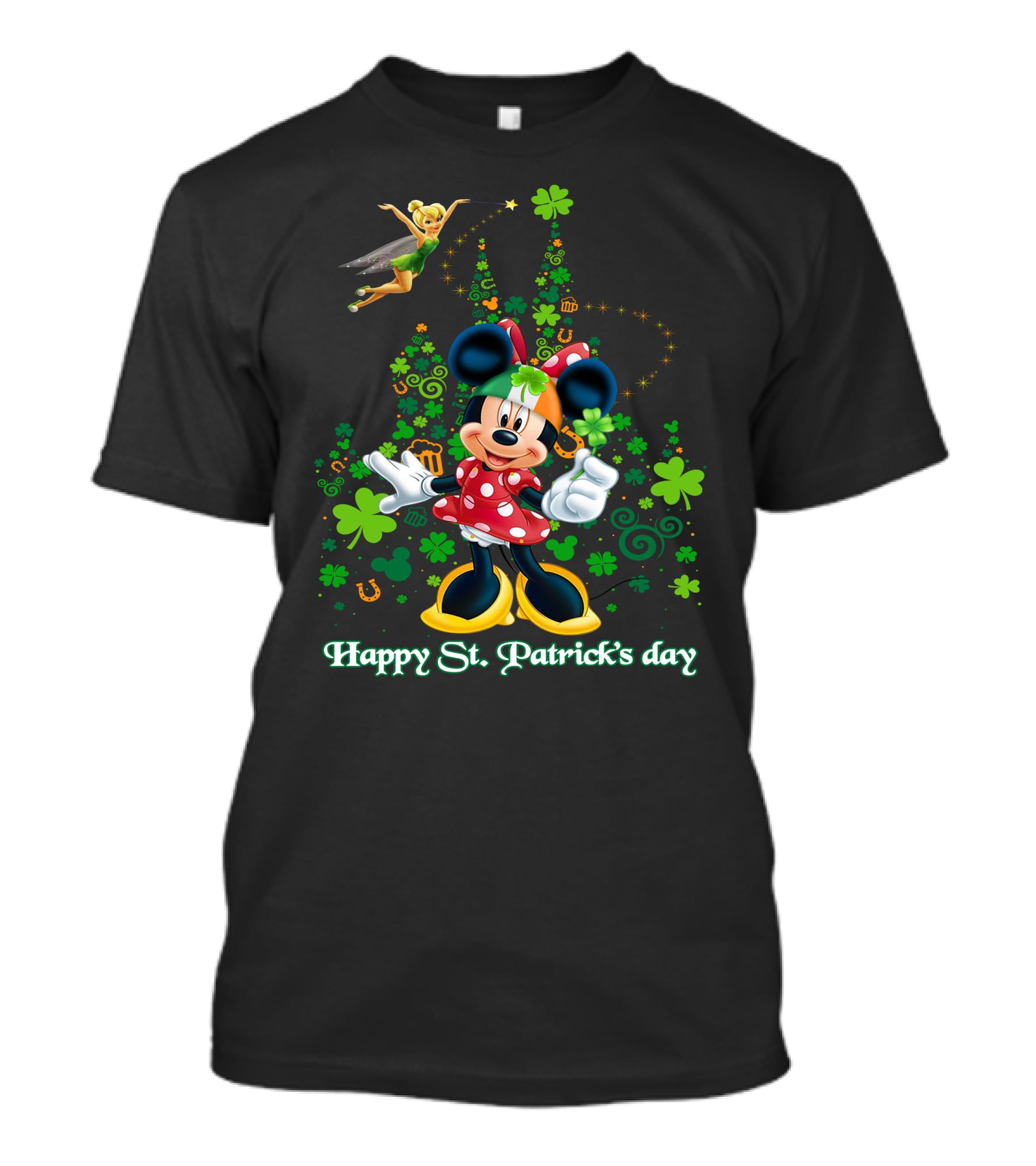 Minnie Happy St. Patrick's Day Disney Castle Tinker Bell T-Shirt