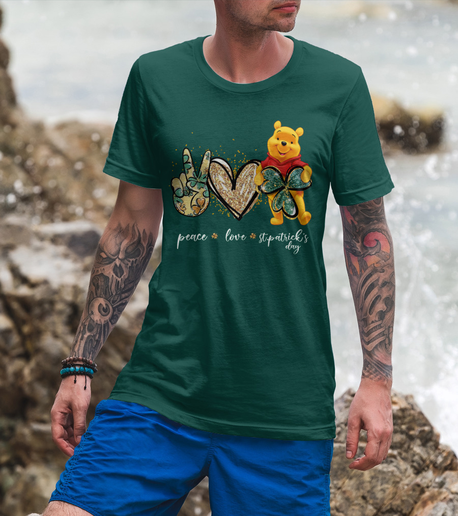 Peace Love St. Patrick's Day Pooh T-Shirt