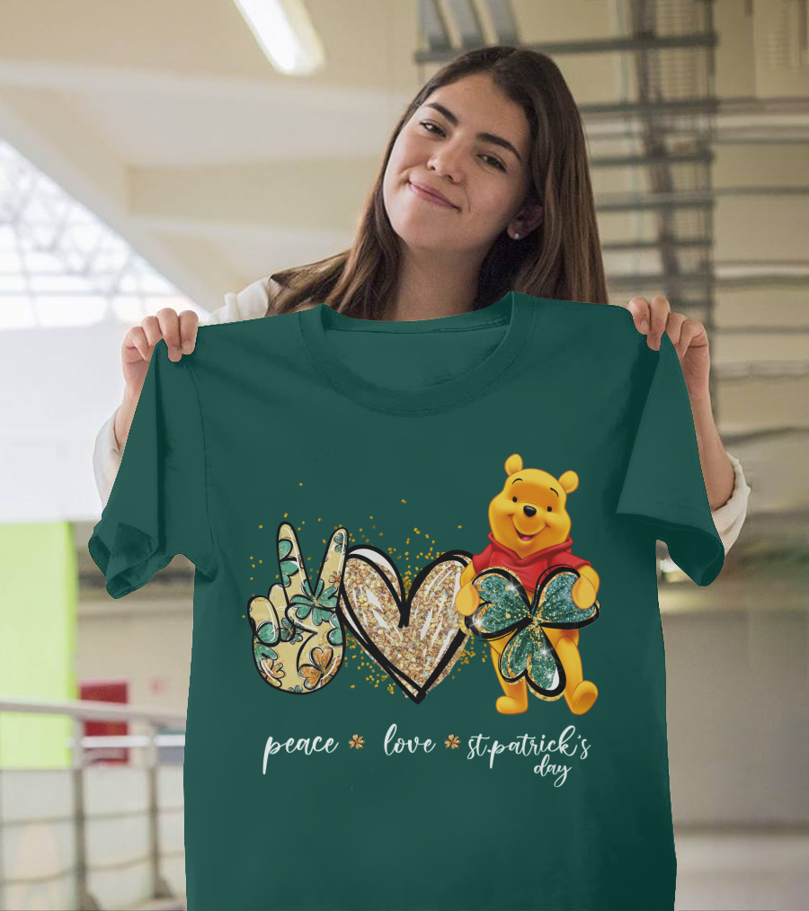 Peace Love St. Patrick's Day Pooh T-Shirt