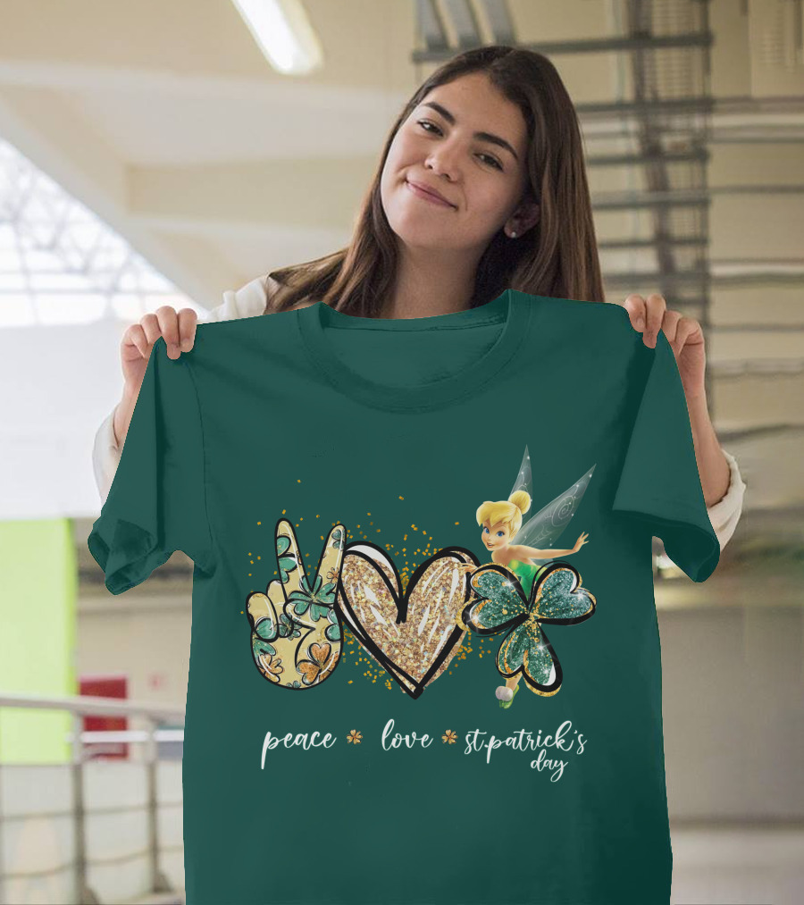 Peace Love St. Patrick's Day Tinkerbell T-Shirt