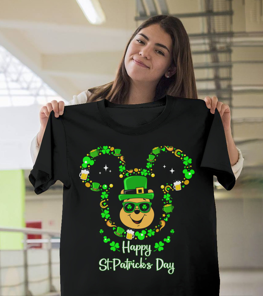 Happy St. Patrick's Day Pooh Mouse Ears T-Shirt