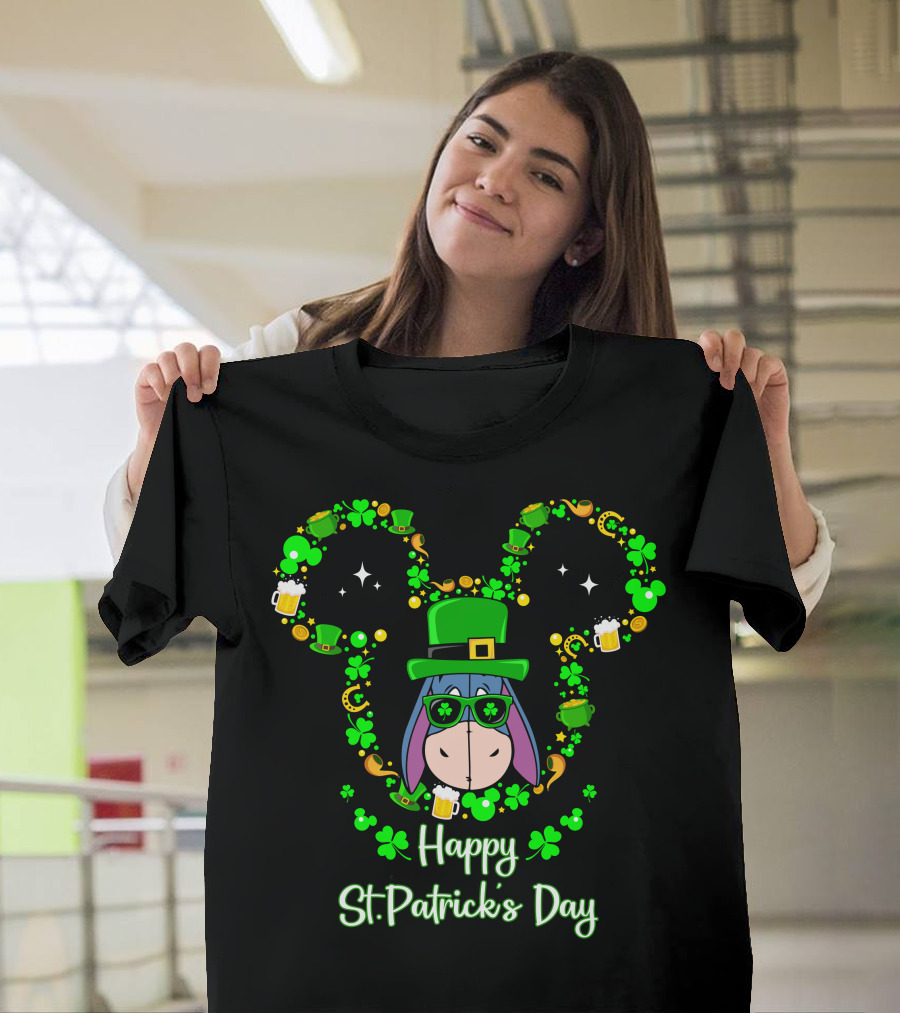 Eeyore Happy St. Patrick's Day Clover Hat T-Shirt
