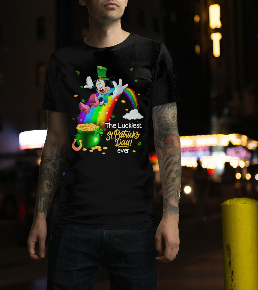 Minnie The Luckiest St. Patrick's Day Ever Rainbow Pot Of Gold T-Shirt