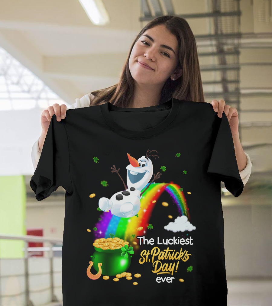 The Luckiest St. Patrick's Day Ever Olaf Rainbow Pot Of Gold T-Shirt
