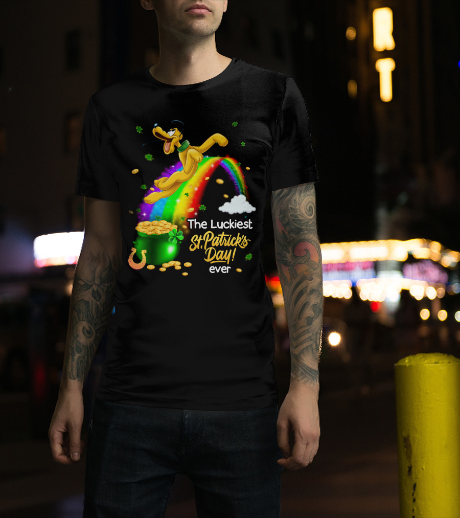 The Luckiest St. Patrick's Day Ever Pluto Rainbow Pot Of Gold T-Shirt