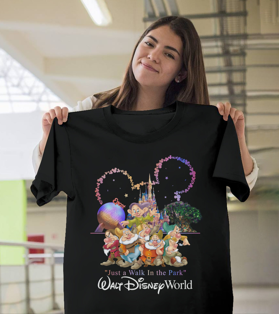 Walt Disney World 7 Dwarfs Epcot Castle Fireworks Just A Walk In The Park T-Shirt