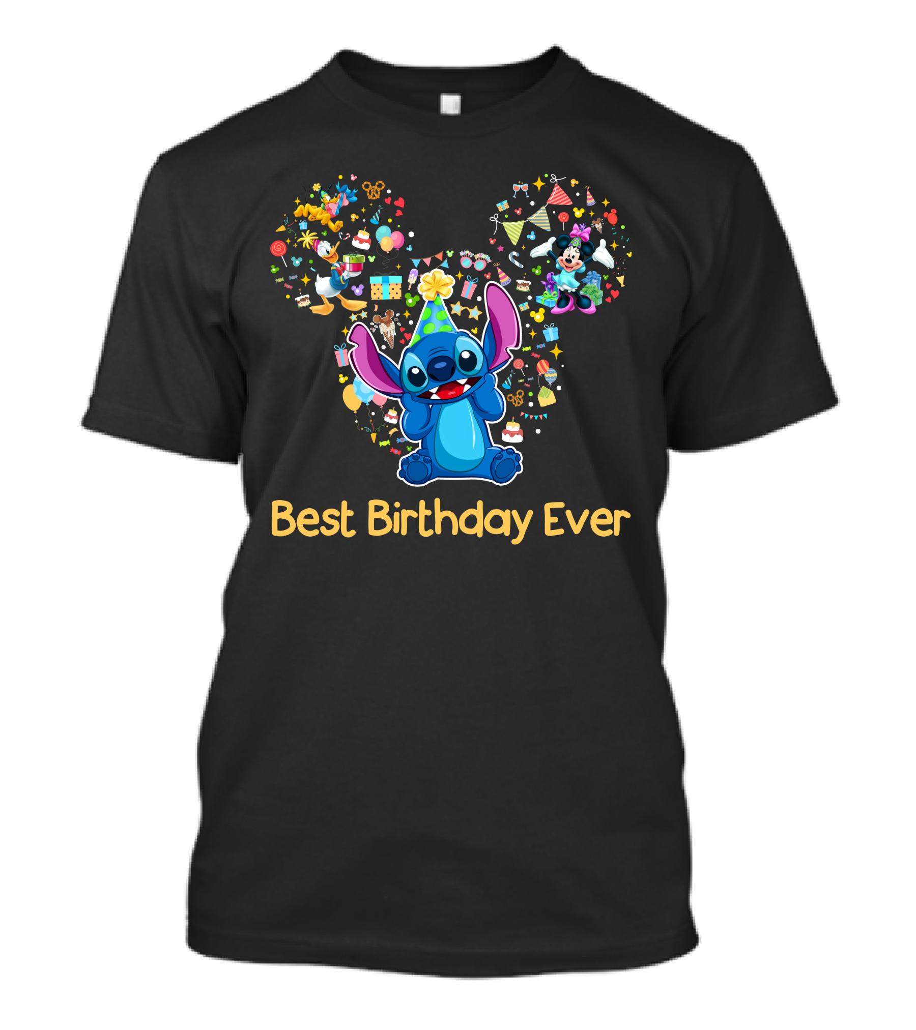 Stitch Best Birthday Ever Disney Celebration With Mickey Minnie Party Hat T-Shirt