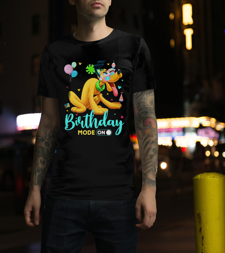 Birthday Mode On Pluto Party Celebration Balloons And Confetti T-Shirt
