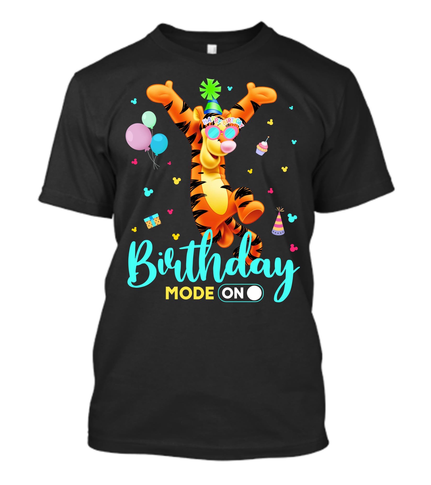 Tigger Birthday Mode On Party Celebration Balloons Cupcake Hat T-Shirt
