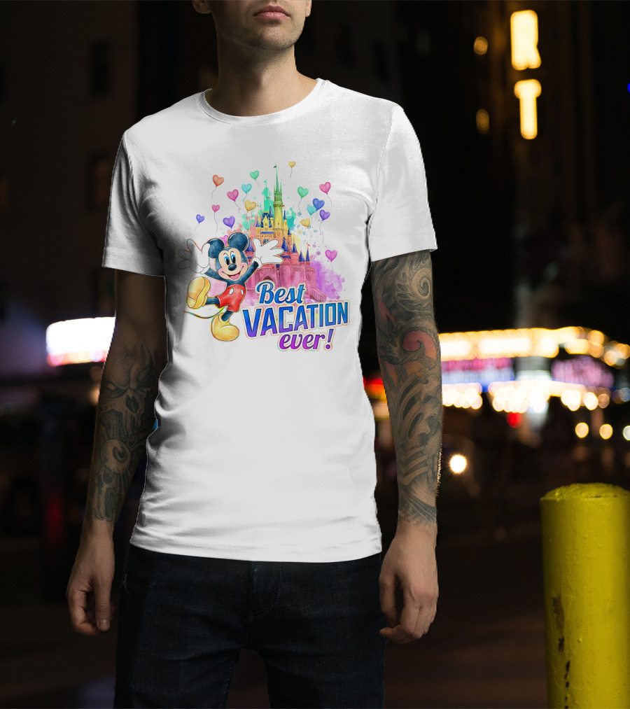 Mickey Best Vacation Ever Colorful Castle Balloons T-Shirt