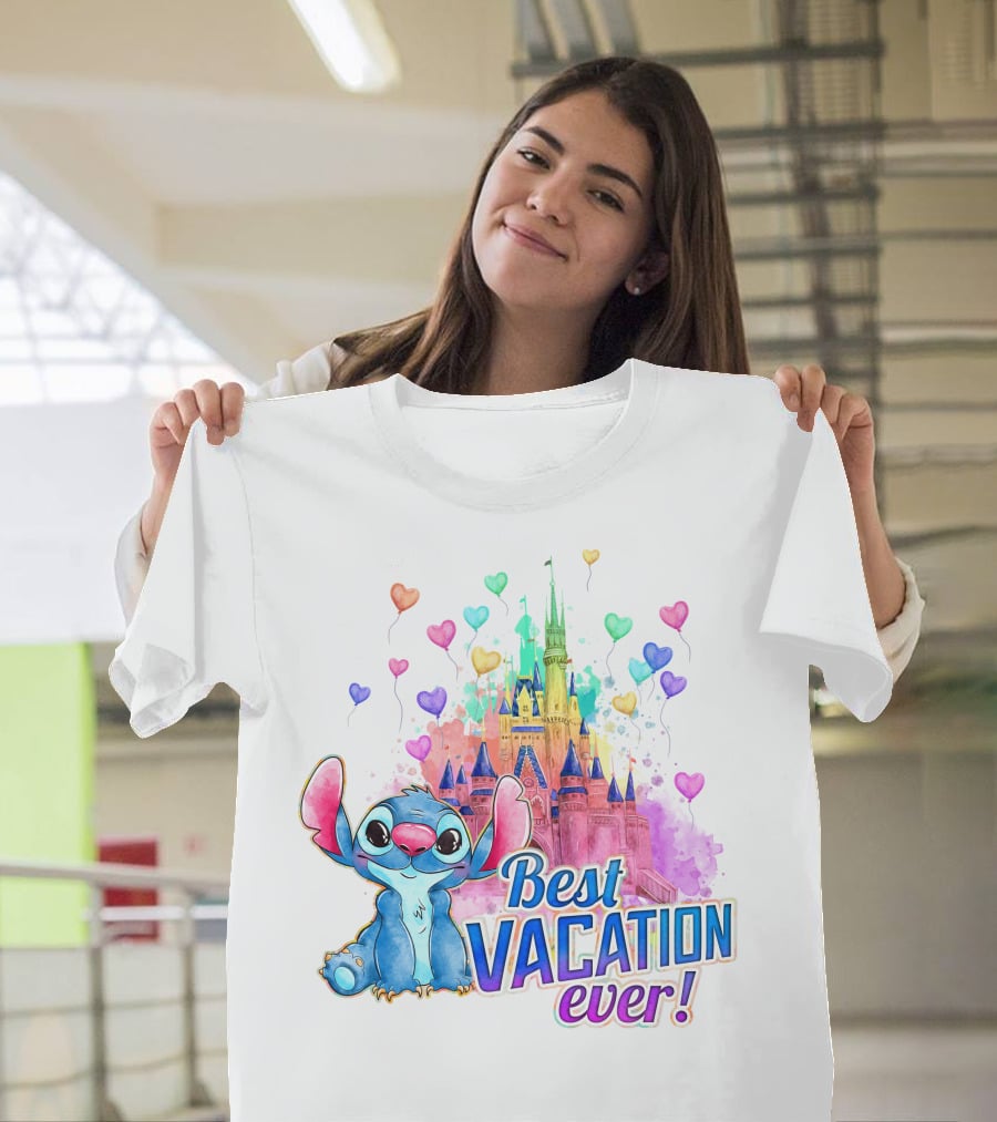 Best Vacation Ever Stitch Castle Balloons T-Shirt