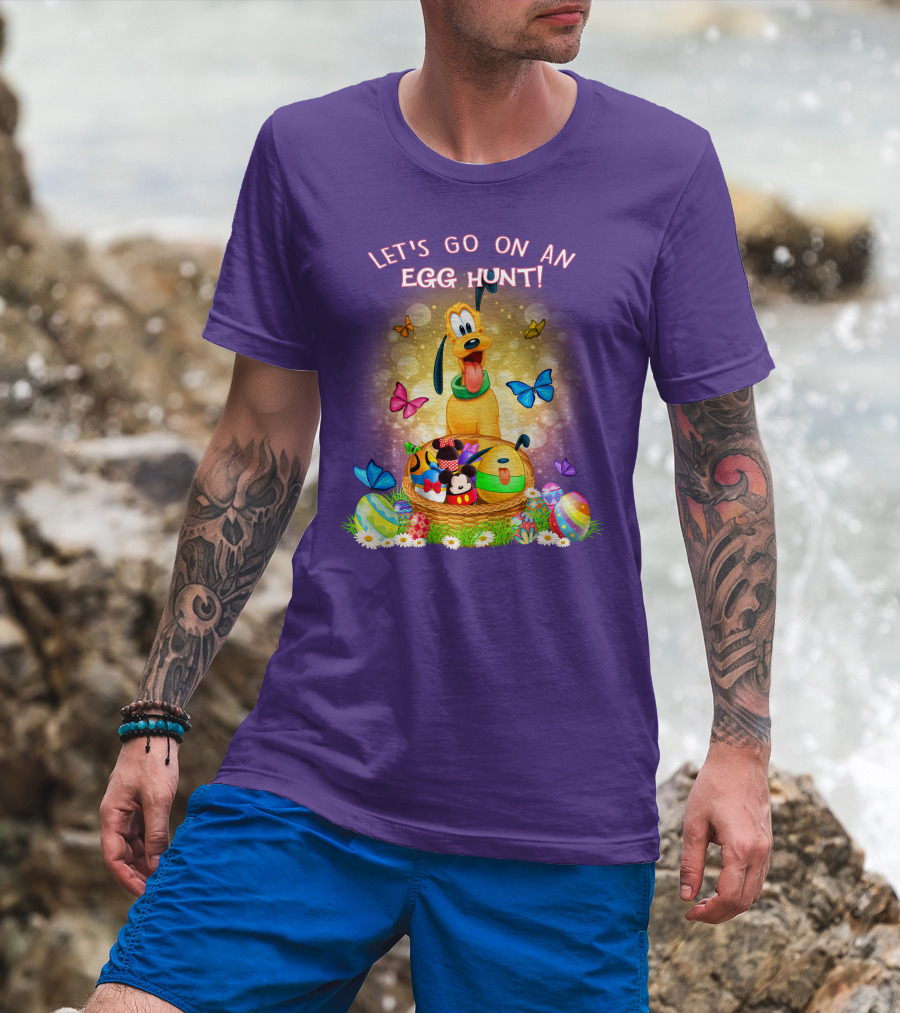 Let's Go On An Egg Hunt Pluto Butterflies Basket Eggs T-Shirt