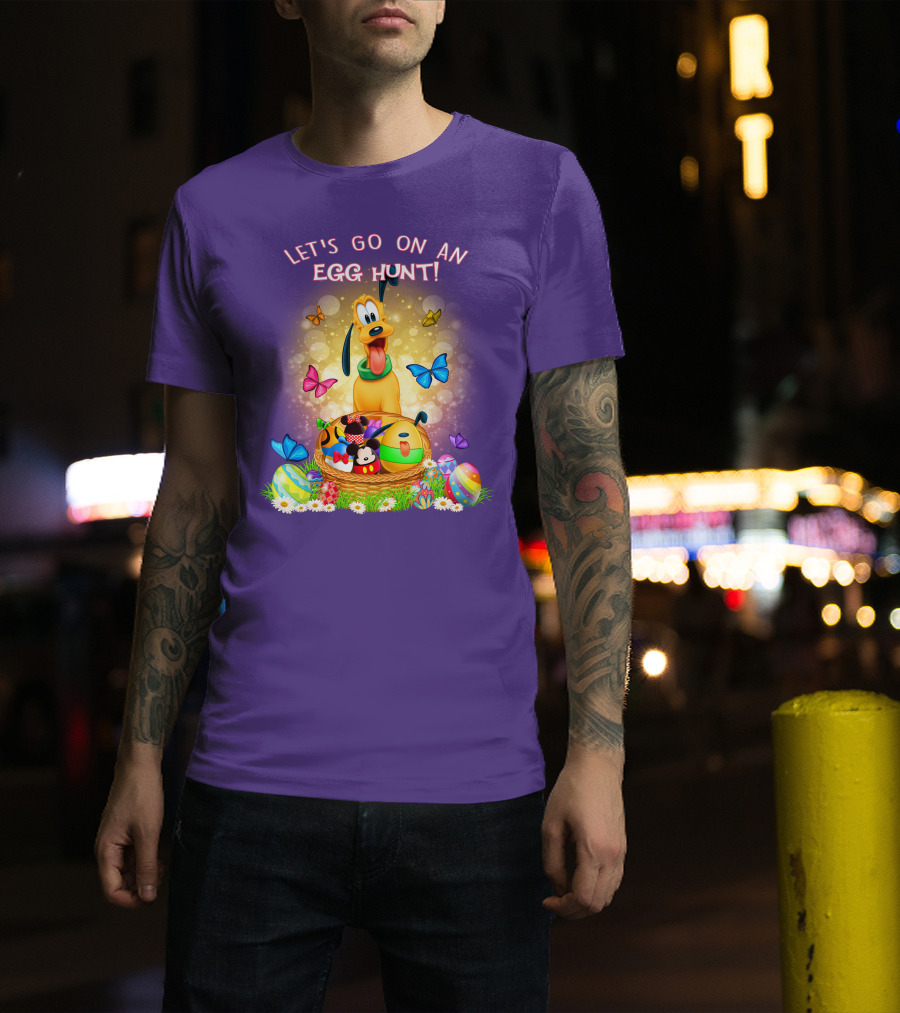 Let's Go On An Egg Hunt Pluto Butterflies Basket Eggs T-Shirt