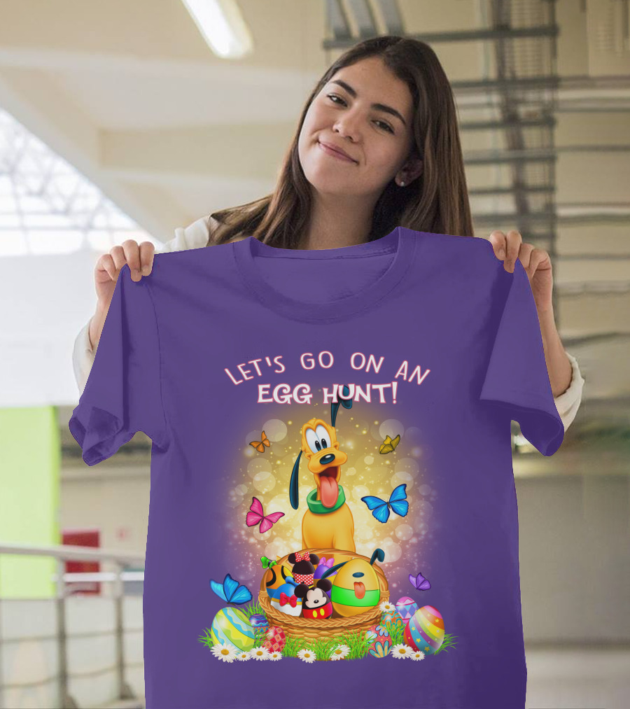 Let's Go On An Egg Hunt Pluto Butterflies Basket Eggs T-Shirt