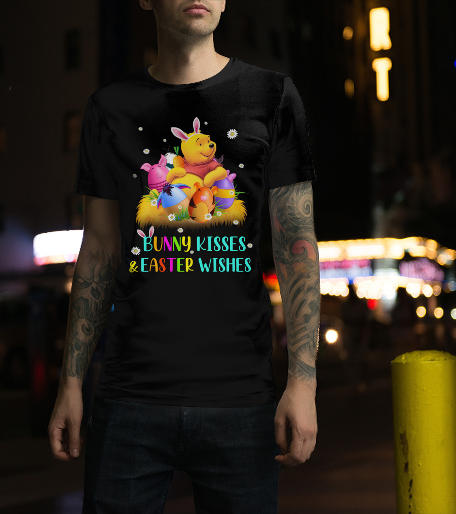 Bunny Kisses & Easter Wishes Pooh Egg Hunt Celebration T-Shirt